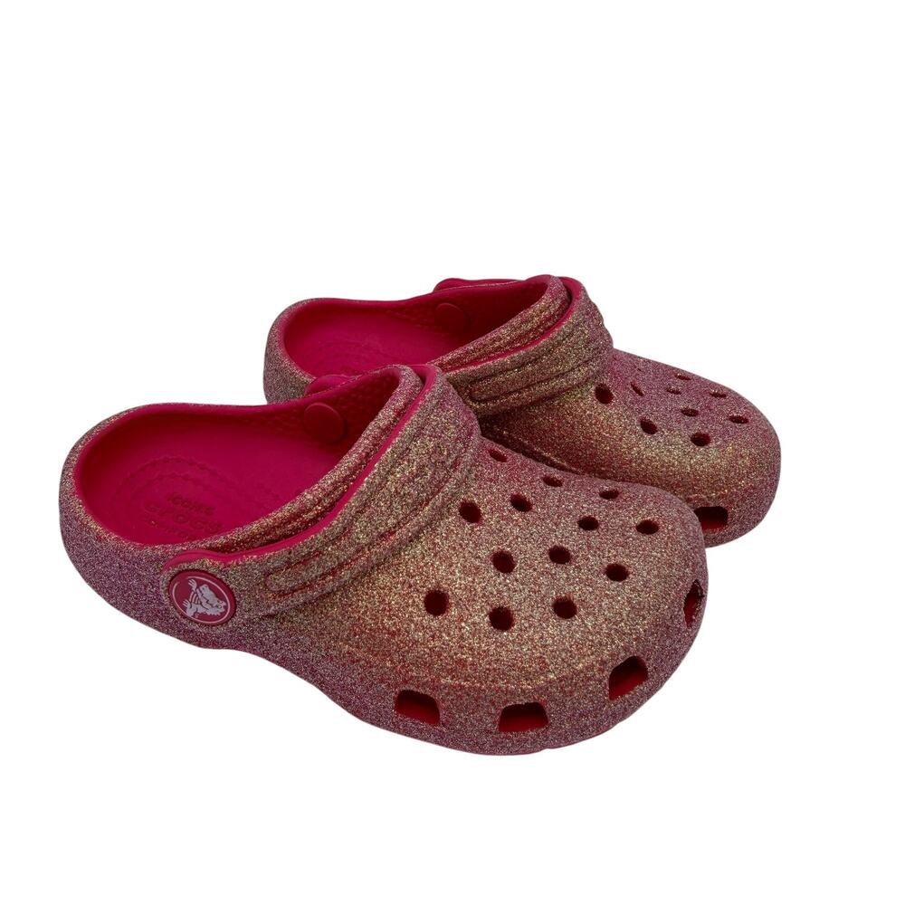Crocs Girls Toddler Iridescent Glitter Classic Clogs Shoes Size 9